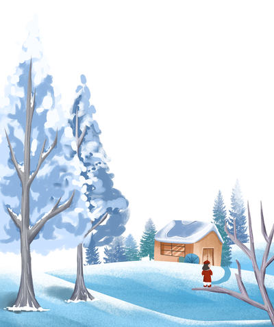 冬季下雪雪地房子图片