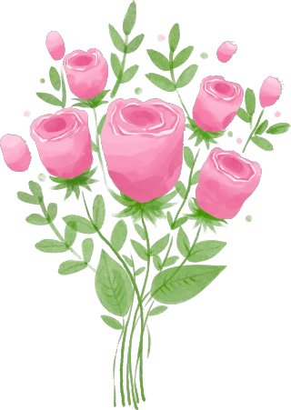 浪漫玫瑰花束插画图片