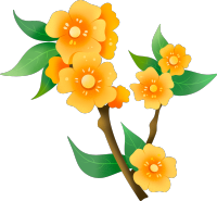卡通金色小黄花枝图片