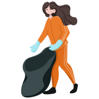 环卫工人女生收垃圾图片