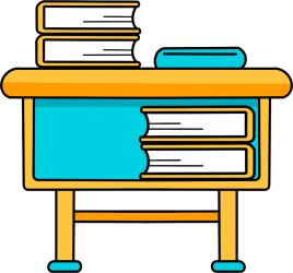 学习书桌书本堆积图片