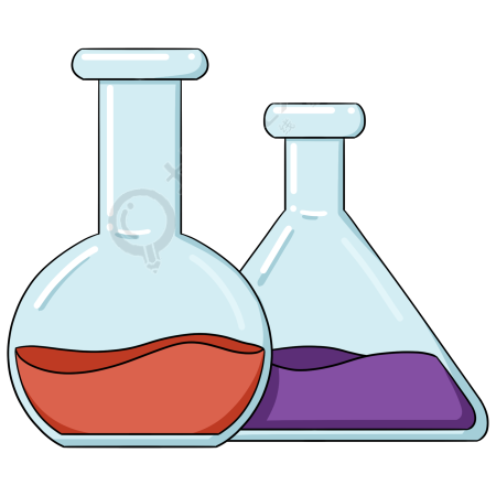 科学实验用品烧杯卡通图片