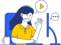 卡通女生线上办公图片