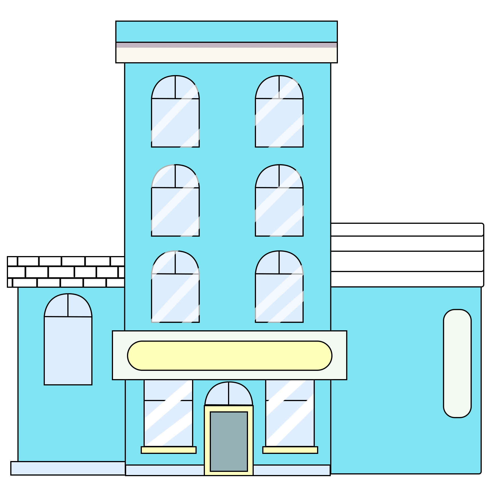 蓝色商超高楼建筑