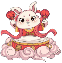 兔年卡通兔子敲大鼓图片
