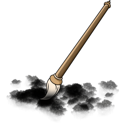 卡通毛笔水墨图片