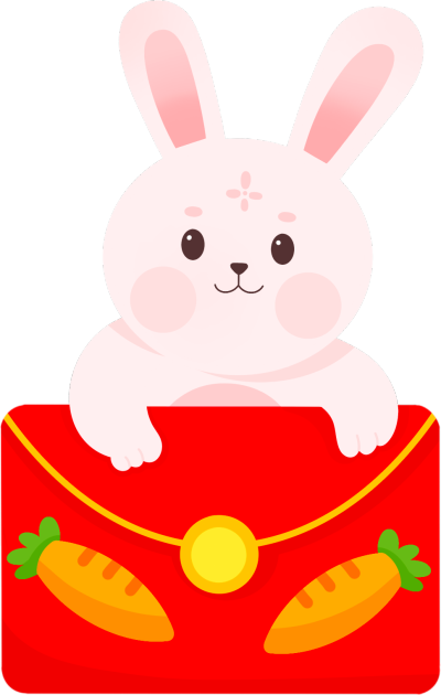 卡通粉色兔子新年红包图片