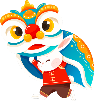 兔年小兔子舞狮图片