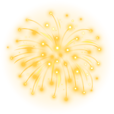 单个黄色烟花绽放元素