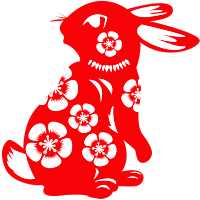 新年春节中国传统兔子剪影图片