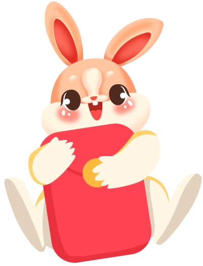 兔年卡通兔子抱红包图片