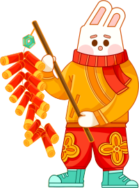 喜迎新春放鞭炮兔子素材