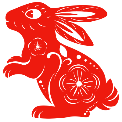 卡通红色兔子剪影元素