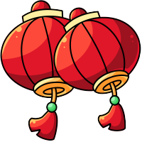 两个红灯笼喜迎春节元素
