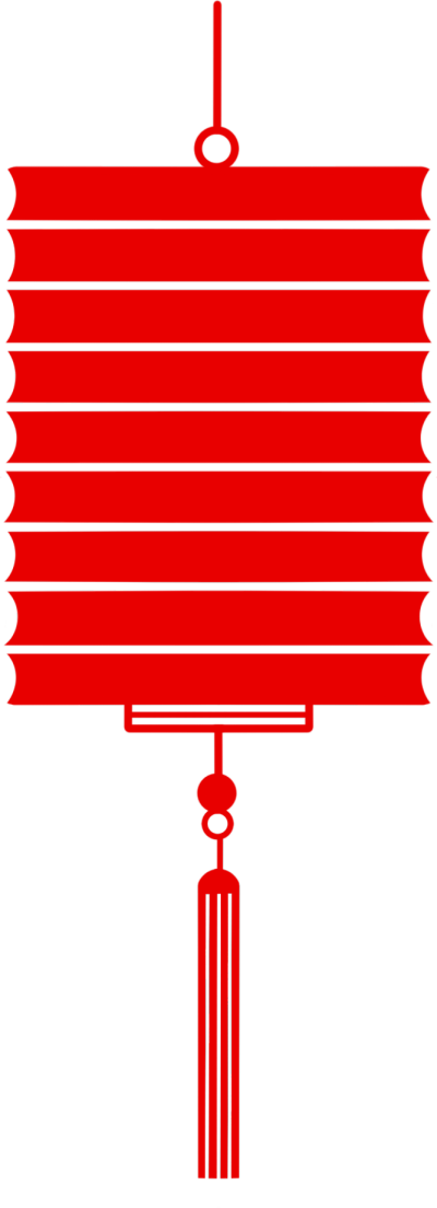 单色折叠方形红色灯笼元素