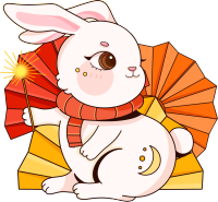 可爱兔子手拿折扇新年素材