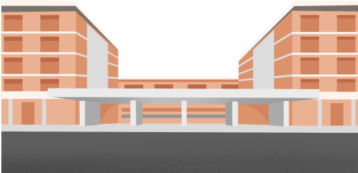 大学城红色教学楼学校建筑图