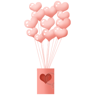 信封爱心心形气球漂浮图片
