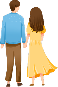 男女浪漫约会情侣背影图
