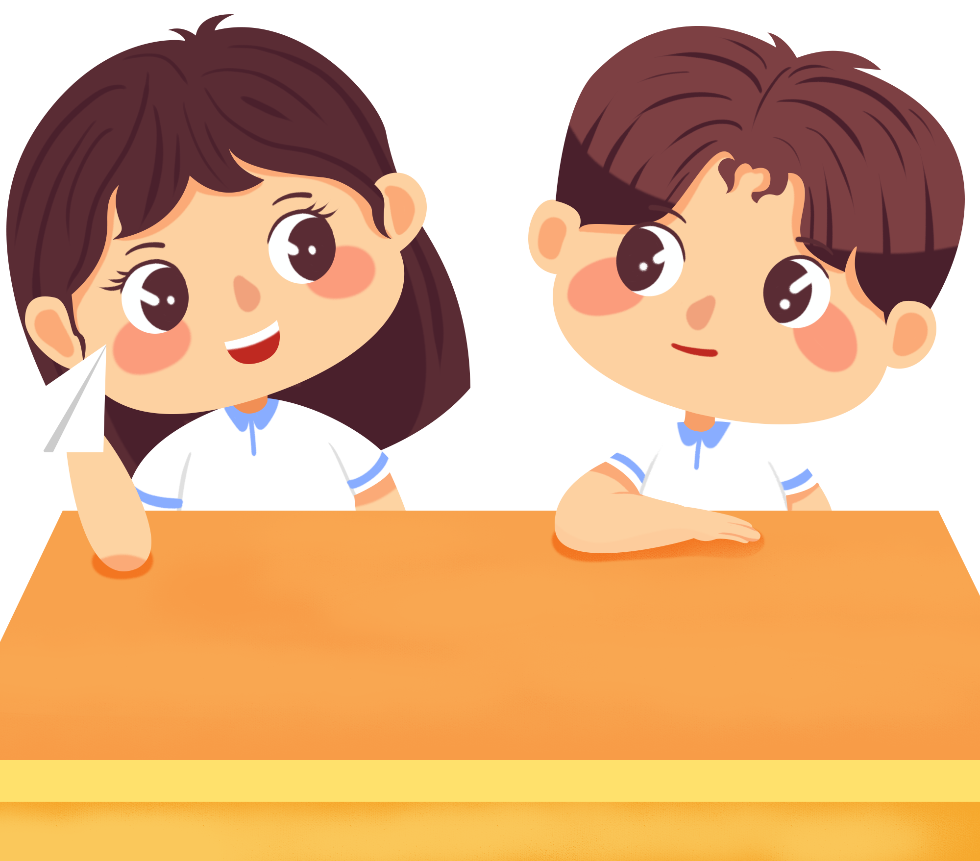 开学报到卡通课桌同学图片