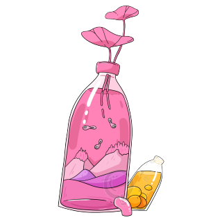粉色塑料瓶小鱼生存图片