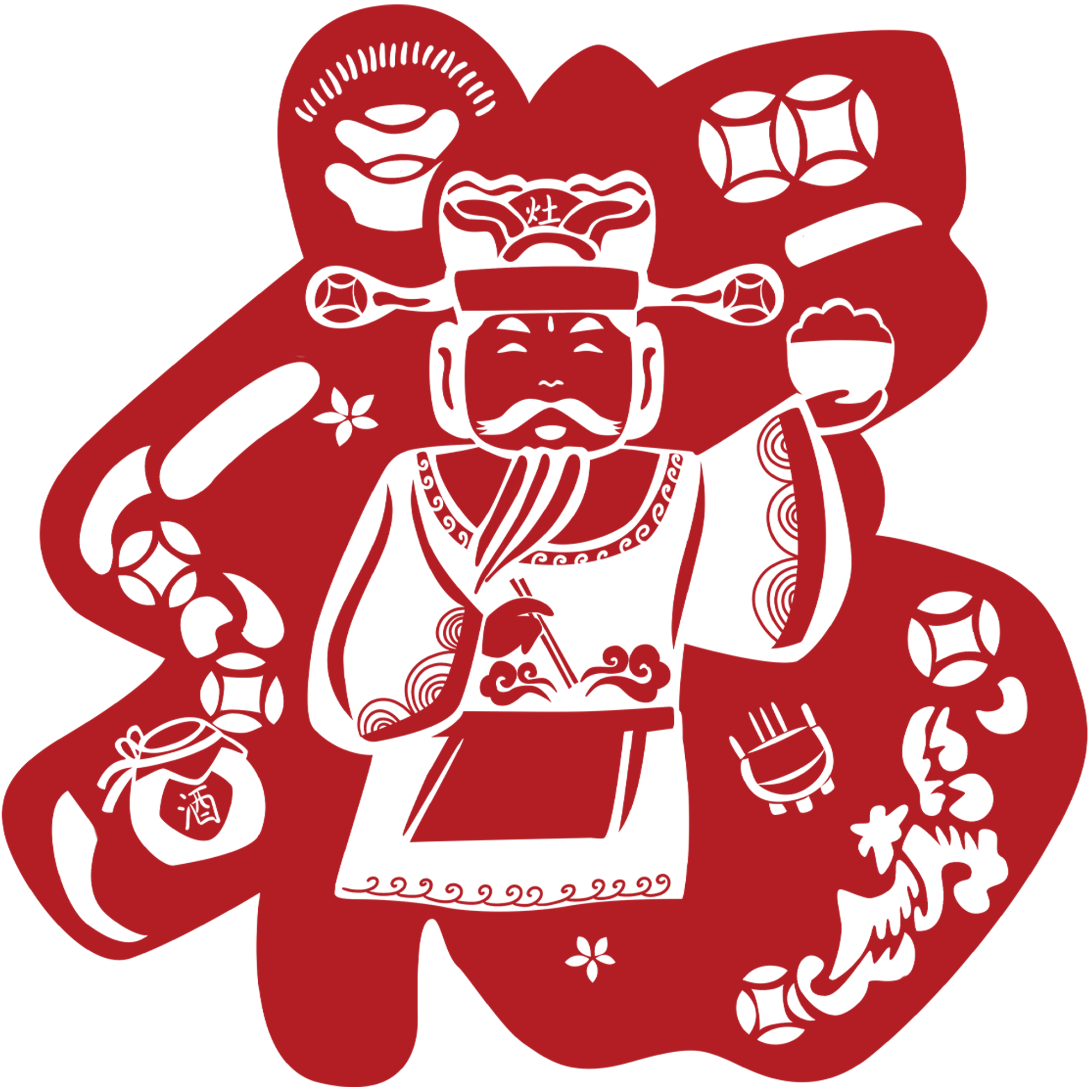 中国传统灶王爷剪纸图片