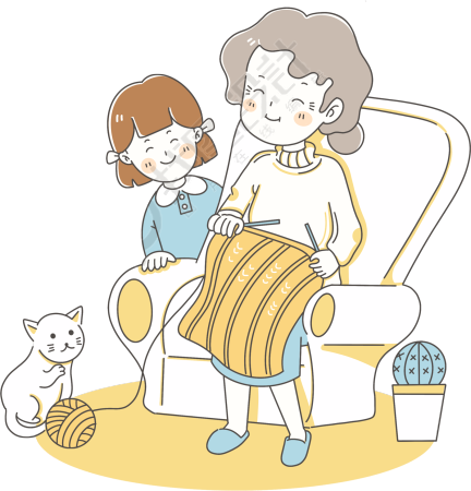 女孩猫咪陪伴老人图片