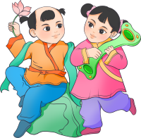 年画娃娃抱如意图片