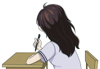 正在学习的女学生人物背影元素