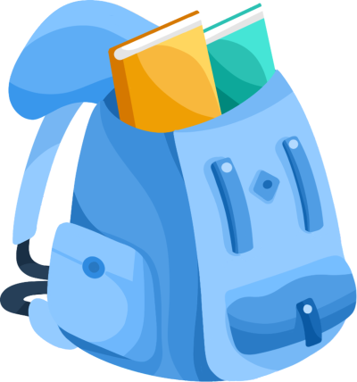 蓝色书包背包上学用品元素