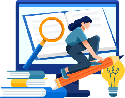 电脑放大镜女生教育卡通元素