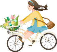 春天鲜花骑车女生图