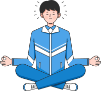 盘腿坐着散发脑洞的男同学图片