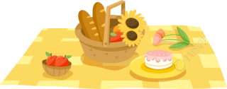 面包奶油蛋糕丰盛的野餐图片