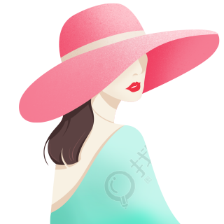 带粉色宽帽檐帽子的女性图片