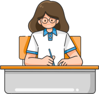 学校课桌认真学习的女生图片