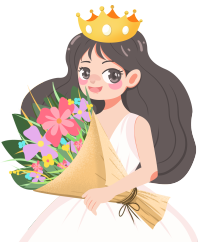 手捧鲜花带皇冠的女生图片