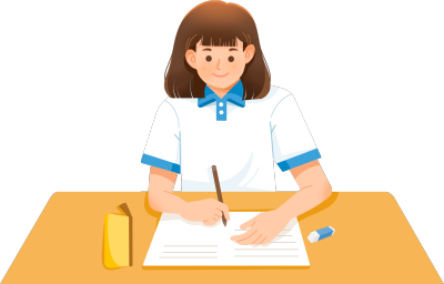 书桌前勤奋学习的女生图片