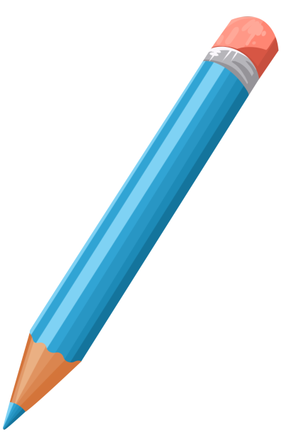 蓝色彩绘铅笔教育用品元素
