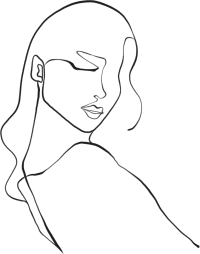 ins风线条长发女人人物元素