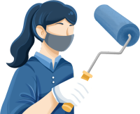 戴口罩高马尾刷漆女生图片