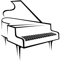 黑色线条描绘钢琴图片