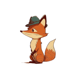 迪士尼风格的帽子狐狸简约涂鸦PNG图形素材
