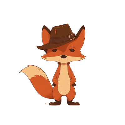 迪士尼风格的狐狸帽子简约涂鸦图形素材PNG