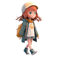 POP MART IP风格Walking girl 3D角色设计
