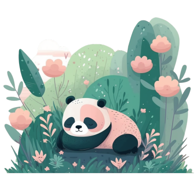 可商用平面插画设计图形素材-小熊猫