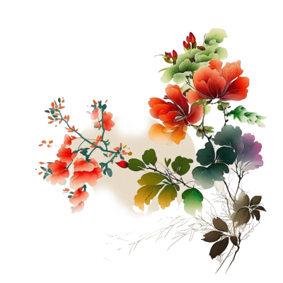 传统中国画花卉元素插画设计素材