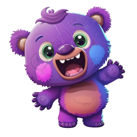 可爱紫色小熊PNG插画设计