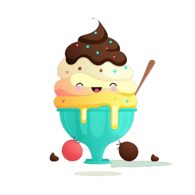 可爱彩色冰淇淋杯透明背景PNG矢量插画设计元素