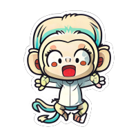 白猴Chibi Kawaii插画设计素材